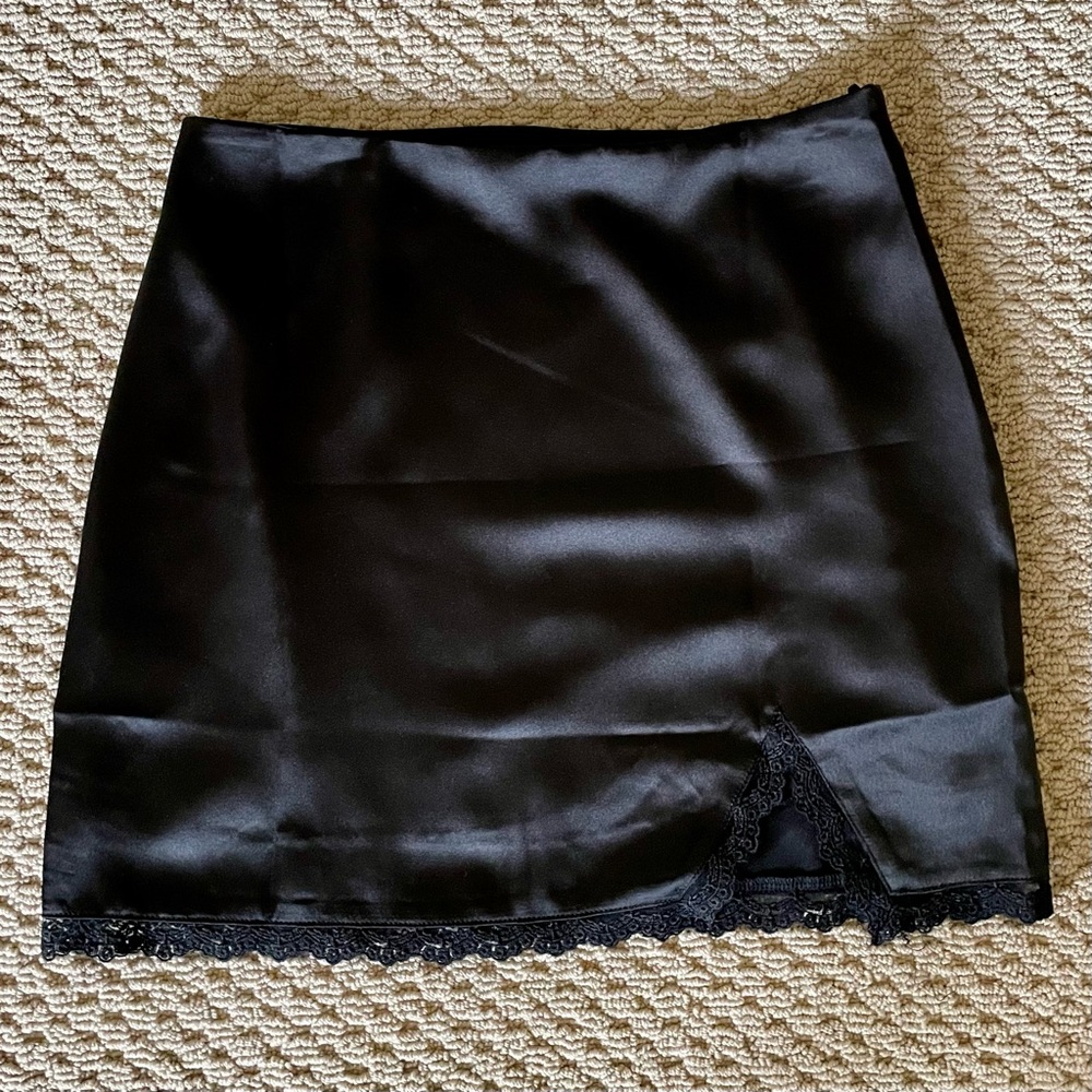 Adika Black Satin Mini Skirt NWOT